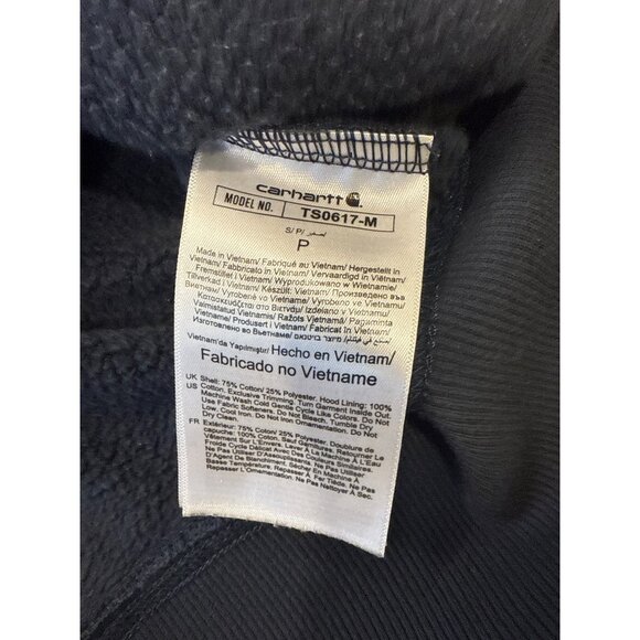 Carhartt Mens Navy Blue Half-Zip Hooded Sweatshirt W/ Mortenson Logo Embroidery - Picture 6 of 9